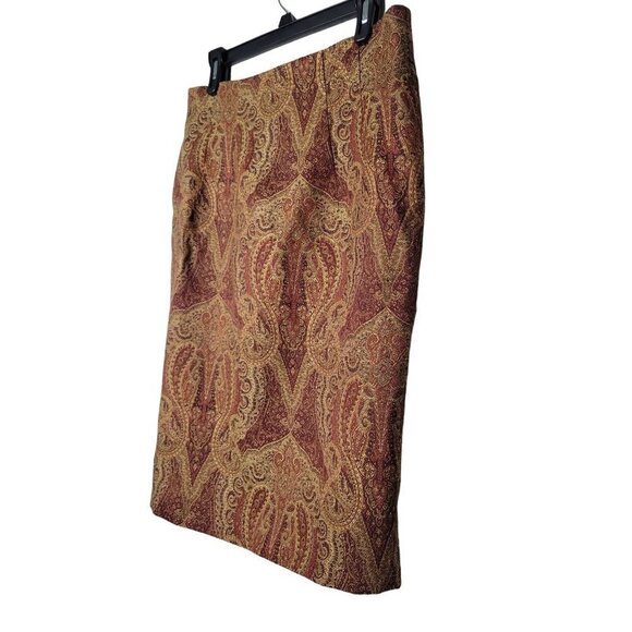VTG Newport News Pencil Skirt Paisley Tapestry Textured Academia Librarian - Picture 4 of 9